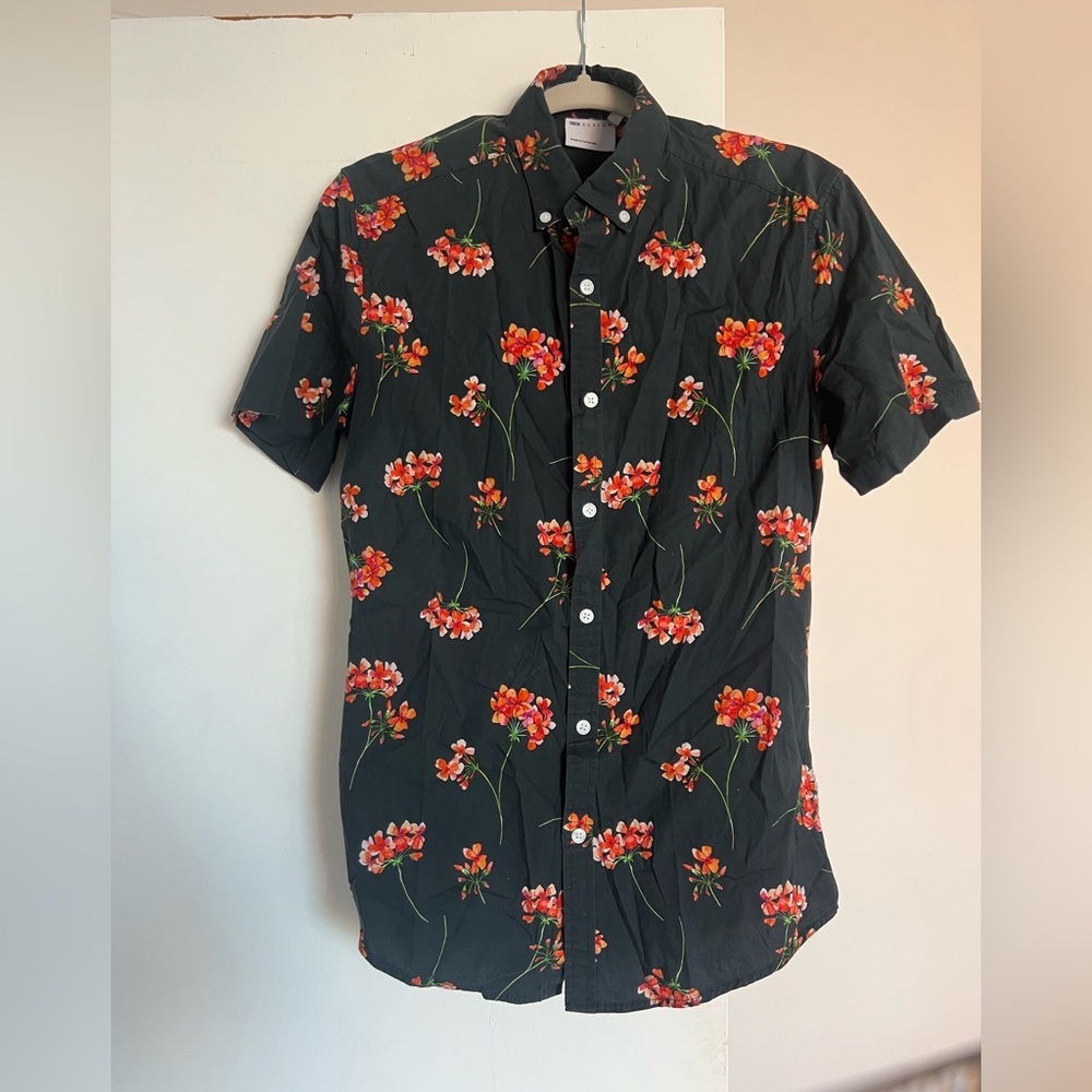 Mens asos floral print collared short sleeve shirt 🌸